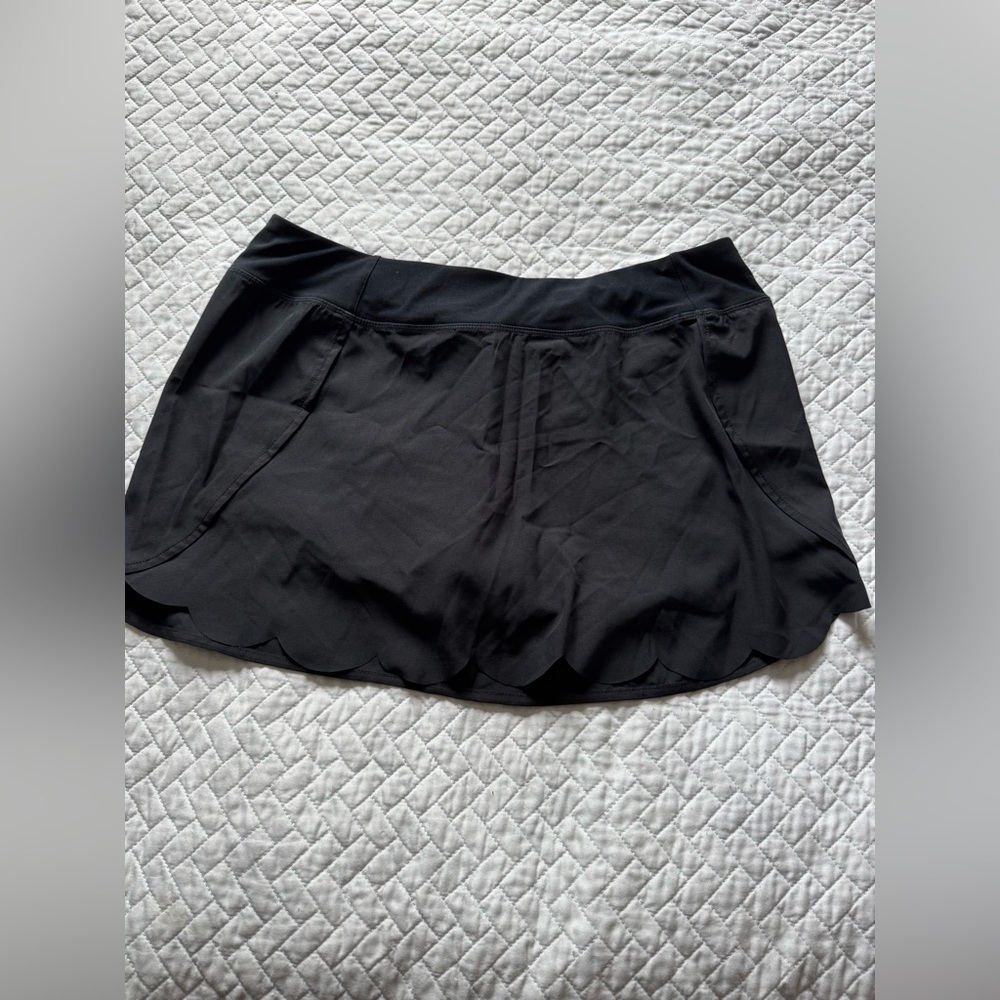 Black Scalloped Skater Skirt